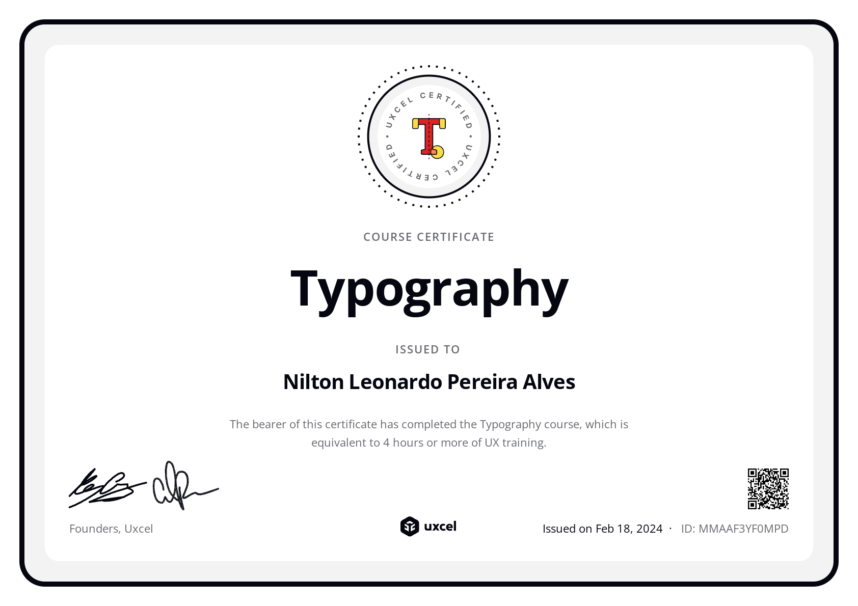 Leonardo Alves's certificate